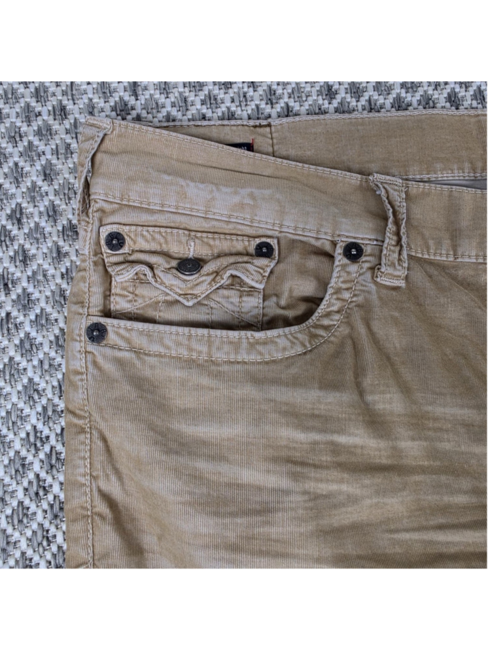 True Religion Ricky Relaxed Straight Corduroy Pants Men’s 42 Beige Tan USA Y2K - Picture 4 of 12